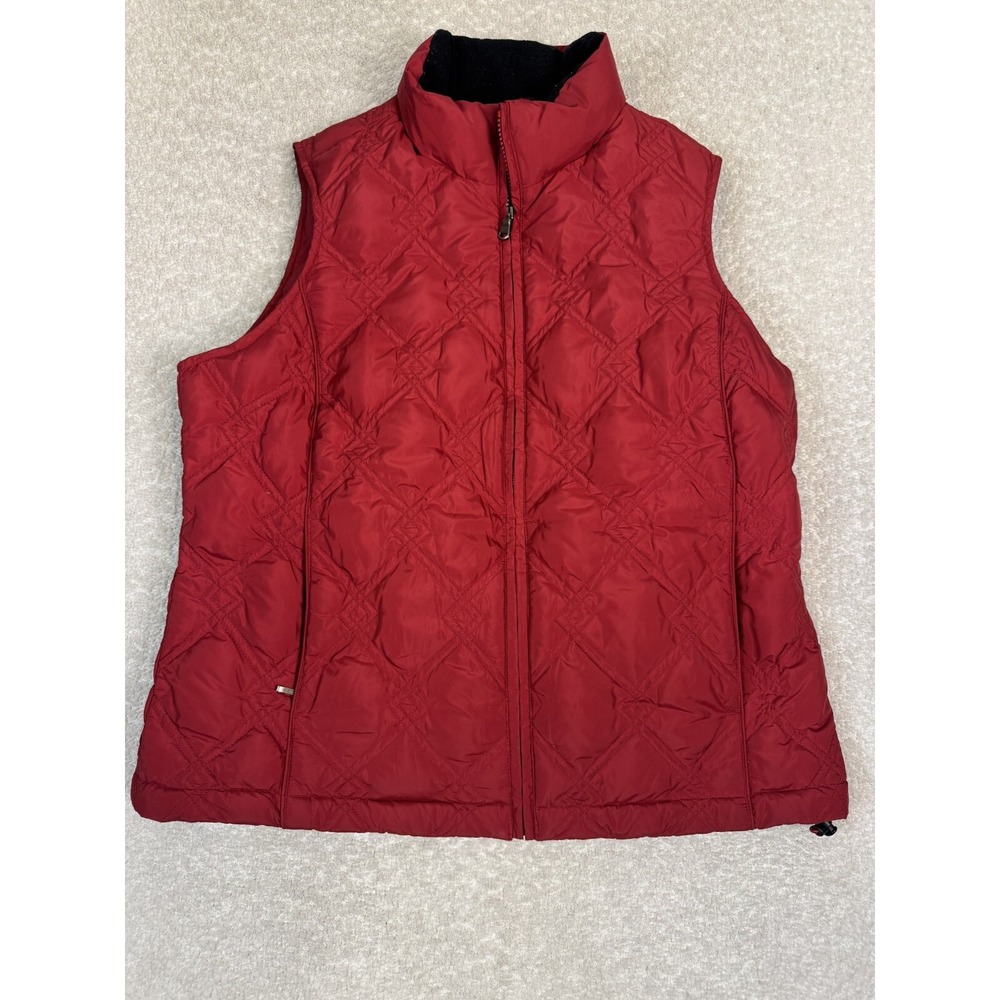Eddie Bauer Womens Quilted Goose Down Full Zip Vest Outdoor Jacket‎ Red Large